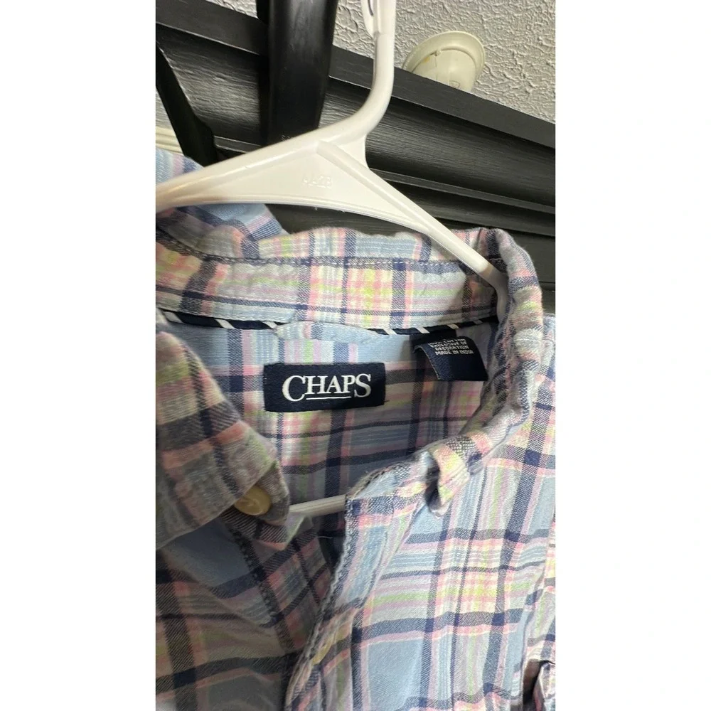 Chaps pink and light blue white logo long sleeve L 39